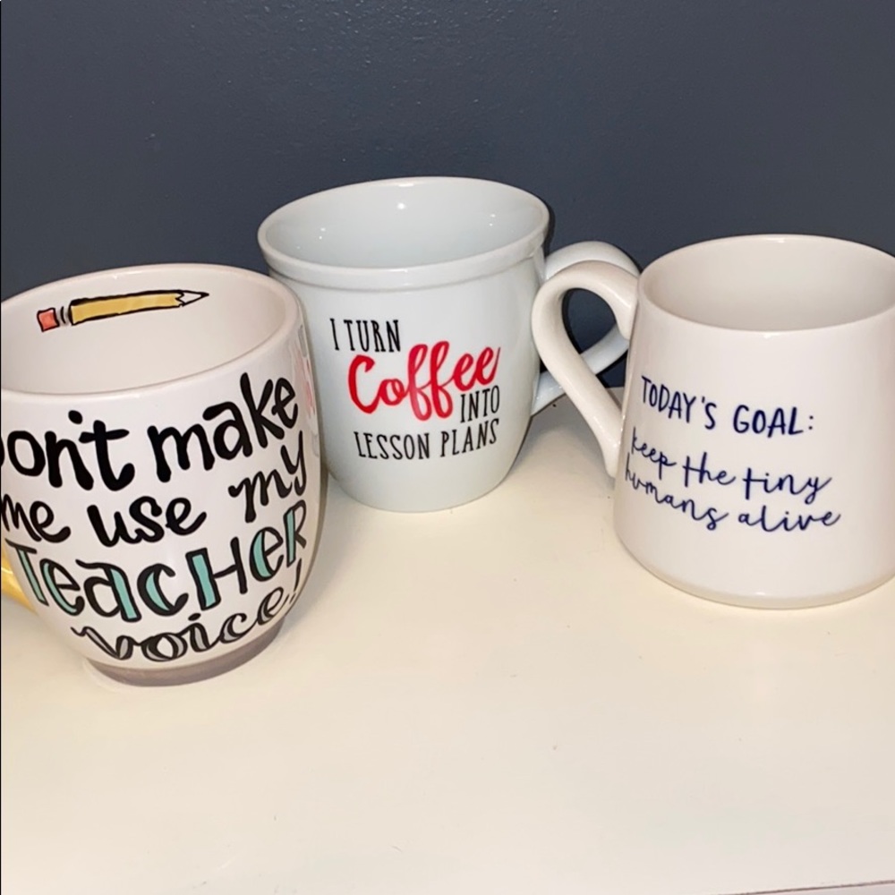 Set of three teacher mugs